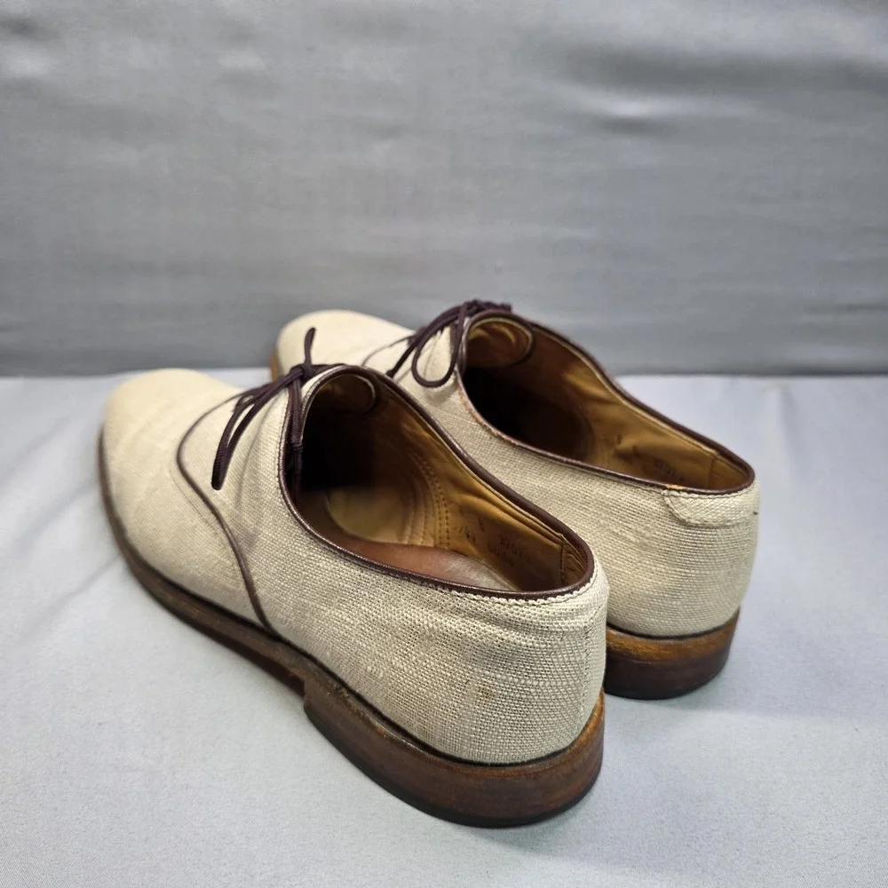 VINTAGE‎ 1985 Allen Edmonds Hunter Mens Oxford Linen Shoes 8 Grey Made USA RARE
